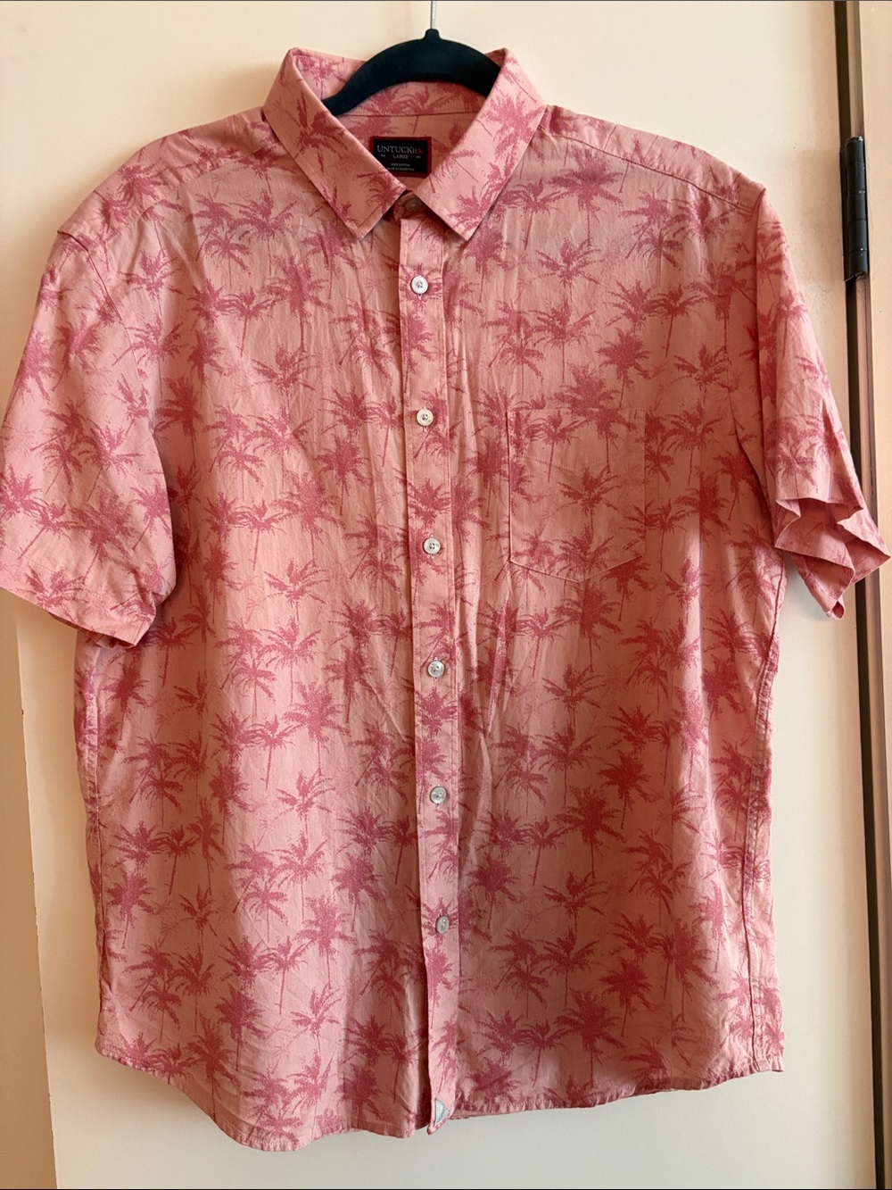 UNTUCKit Pink Palm-Print Short-Sleeve Button-Down Shirt